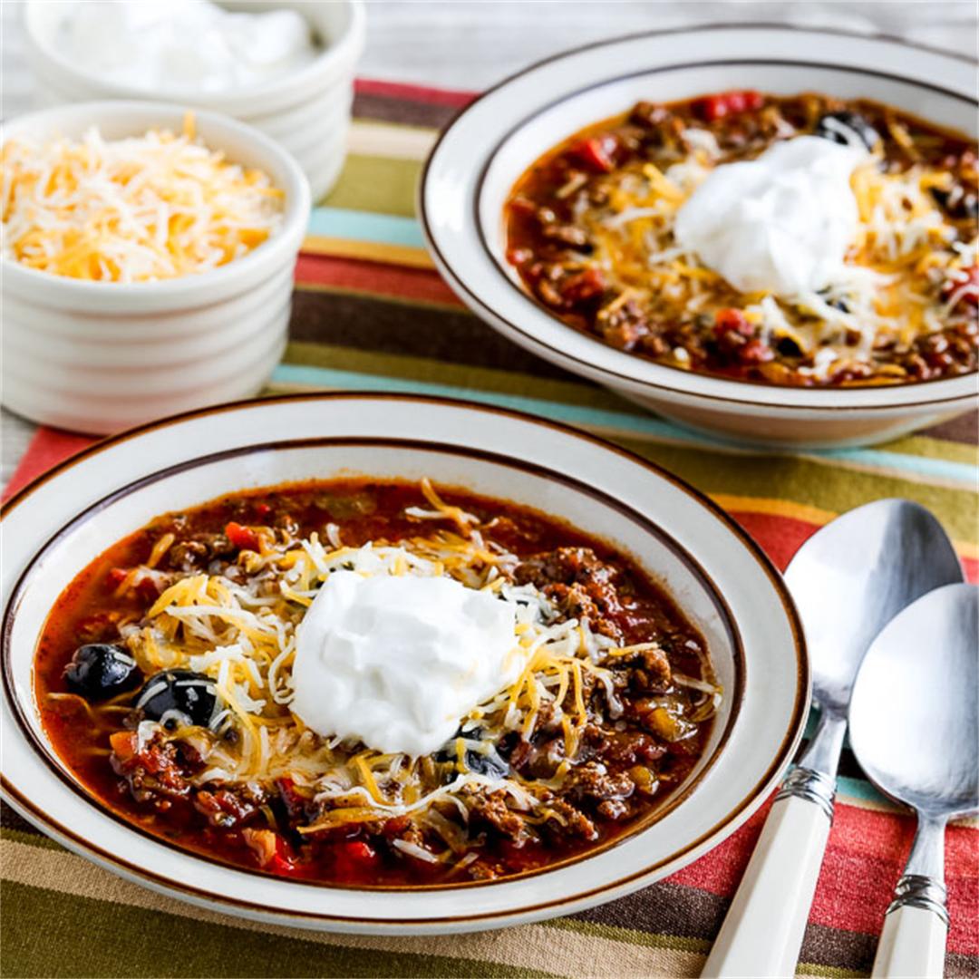 Instant Pot Low-Carb Ground Beef Olive Lover's Chili