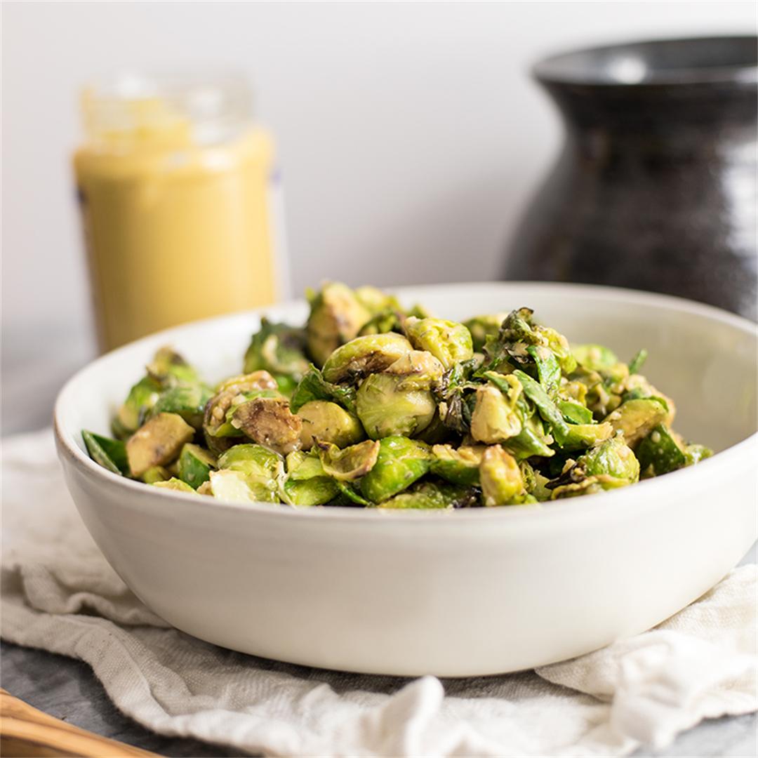 Paleo Brussels Sprouts and Creamy Dijon Sauce