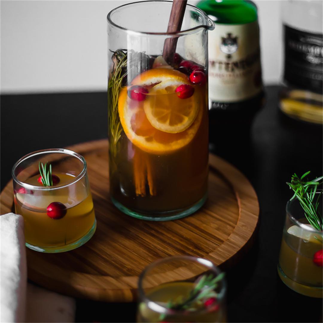 Whiskey Apple Punch With Rosemary Syrup