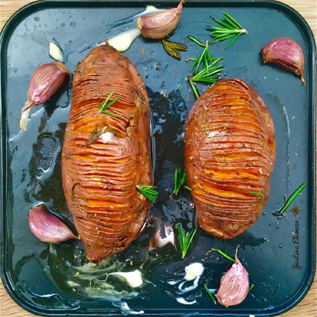 Honey-Glazed Oven-Roasted Hasselback Sweet Potato