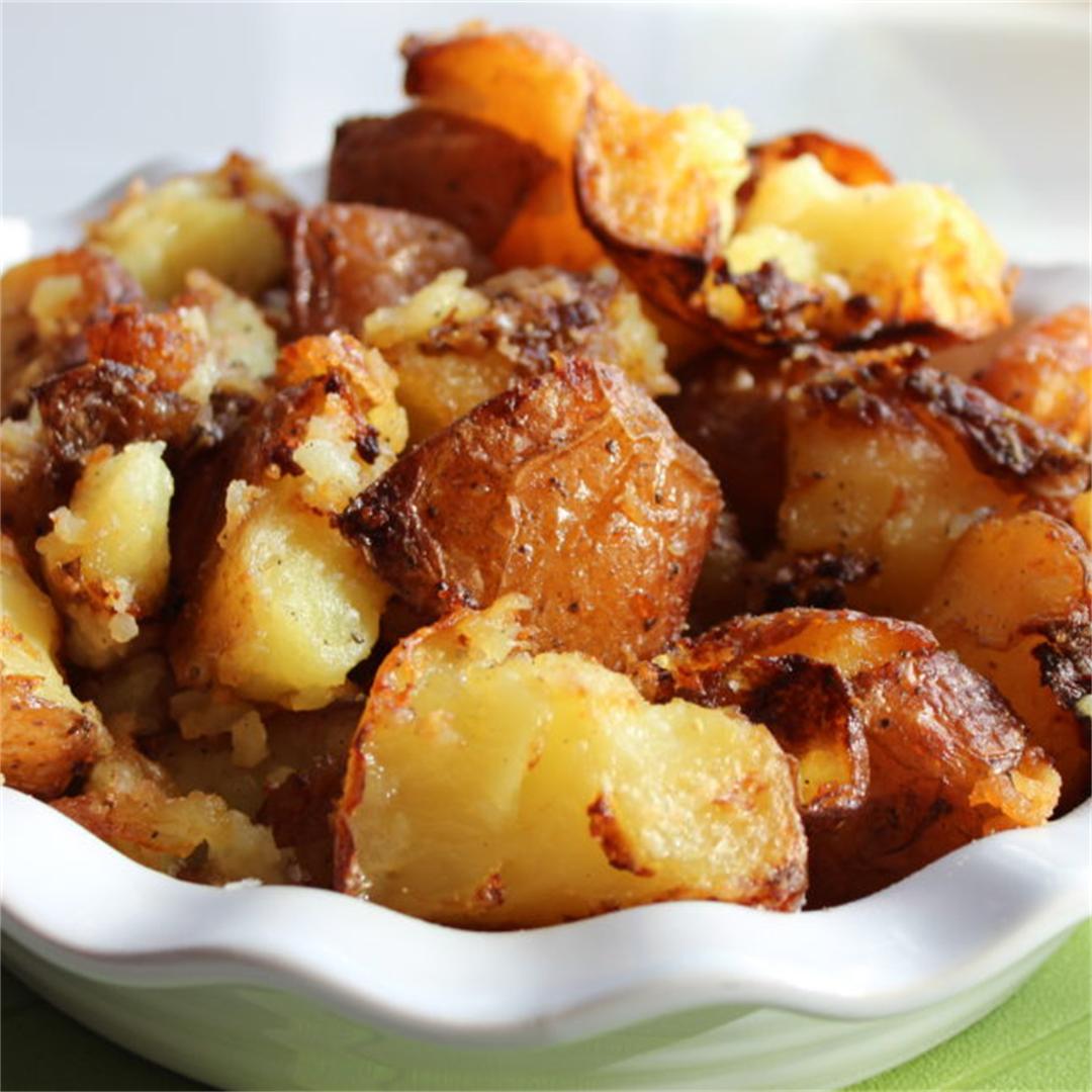 Roast Potatoes with Garlic, Herbs and Parmesan
