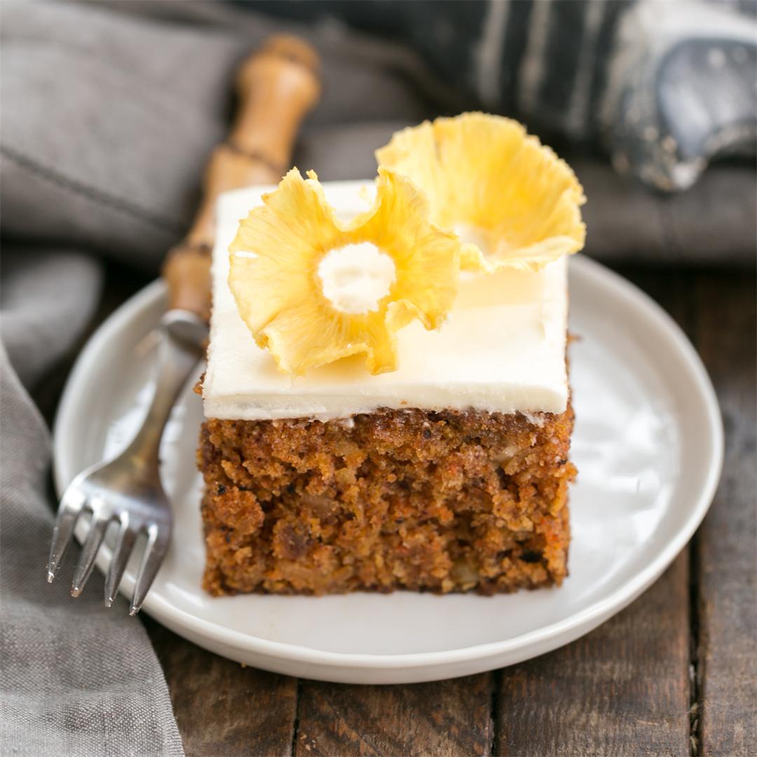 Old-Fashioned Carrot Cake with Homemade Pineapple Flowers