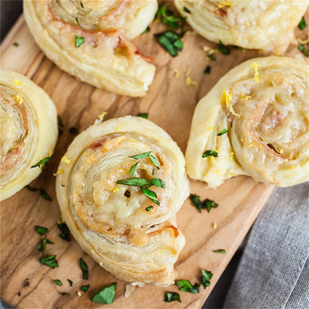 Gruyere and Prosciutto Puff Pastry Pinwheels