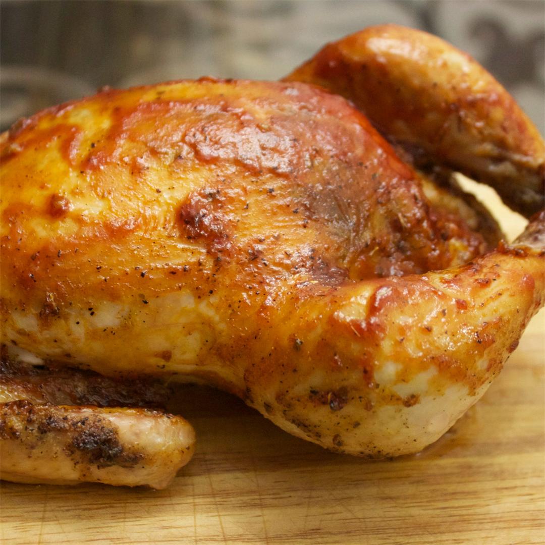 Tender and juicy roasted barbecue chicken