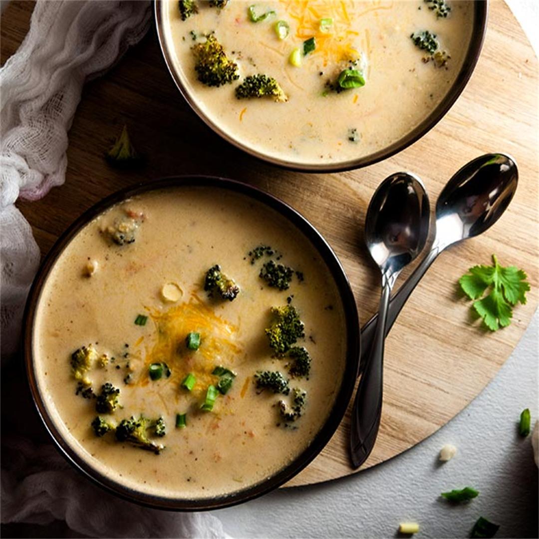 Skinny Broccoli Cheese Soup with Hidden Veggies