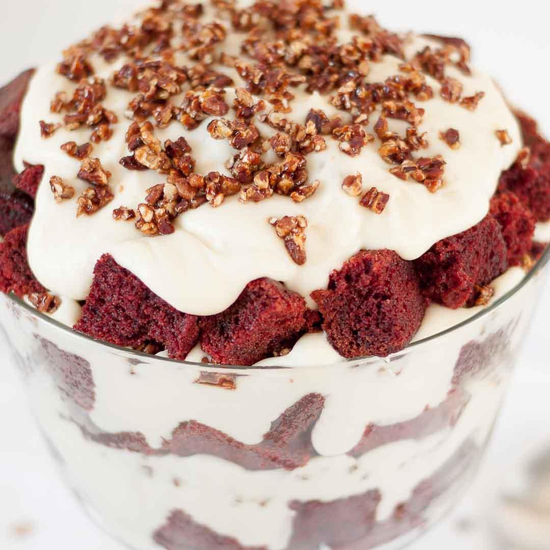 Red Velvet Trifle with Mascarpone Whipped Topping