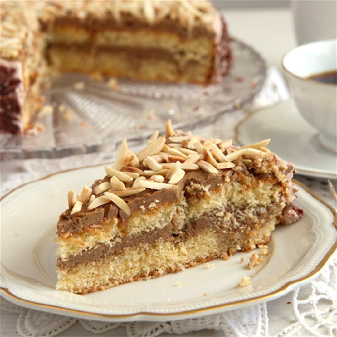 Almond Cake with Coffee Caramel Buttercream