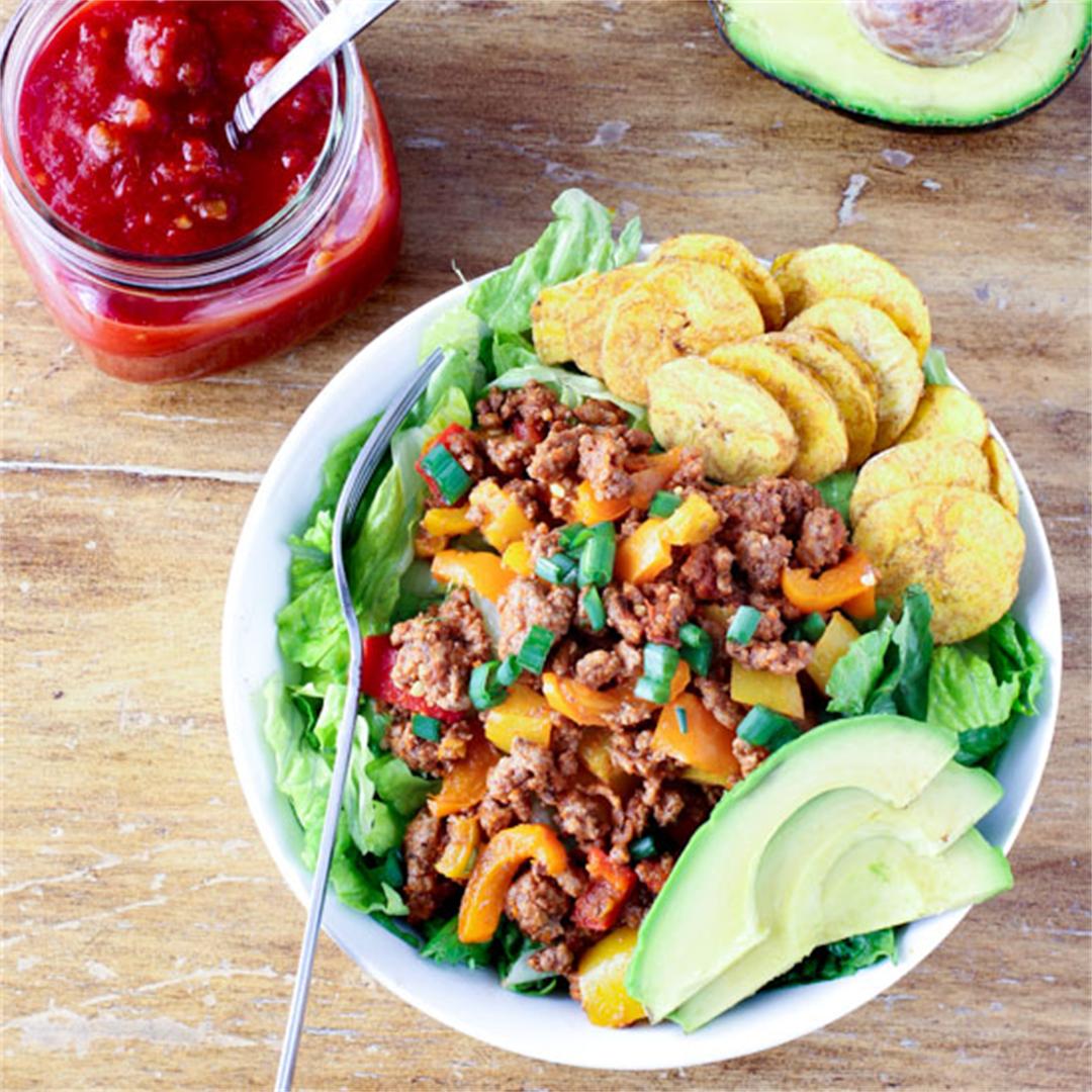 Easy Paleo Taco Salad with Plantain Chips