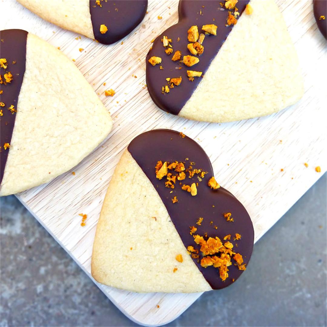 Spiced Butter Cookies Dipped in Dark Chocolate