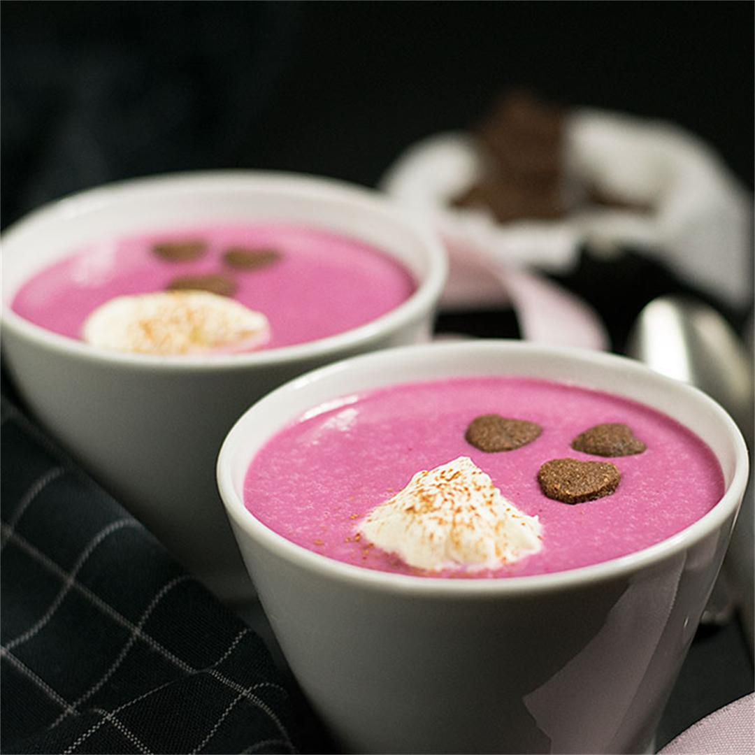 White chocolate & Berry Valentines Pink Soup