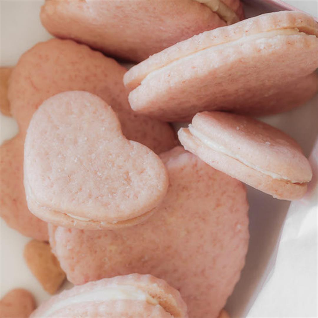 Heart Shaped Sandwich Cookies With Vanilla Buttercream
