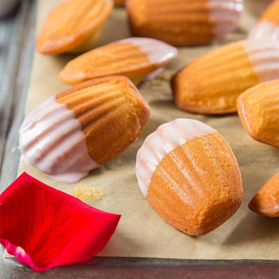 Brown Butter Madeleines with Rose Glaze