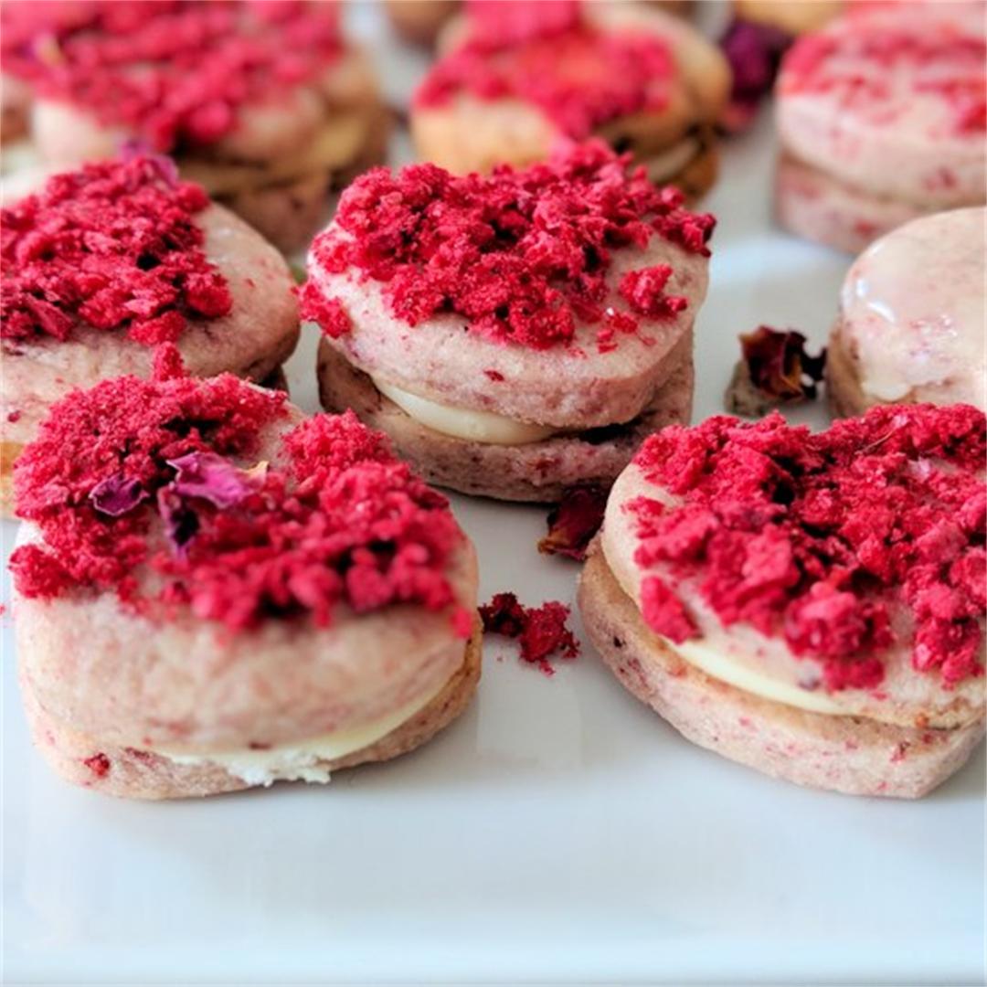 Rose and raspberry Valentine cookies