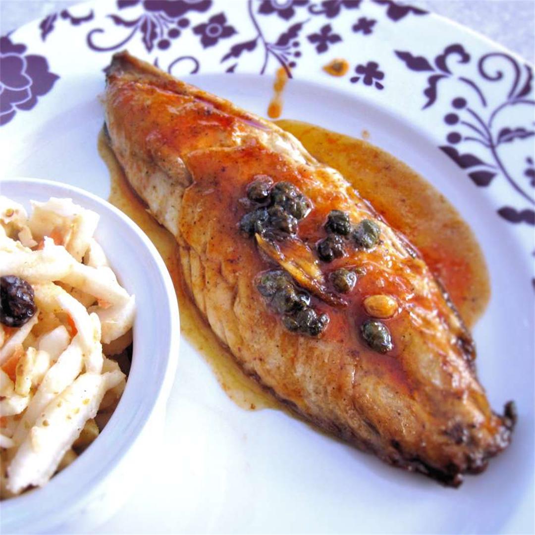 Sticky pan fried mackerel fillet