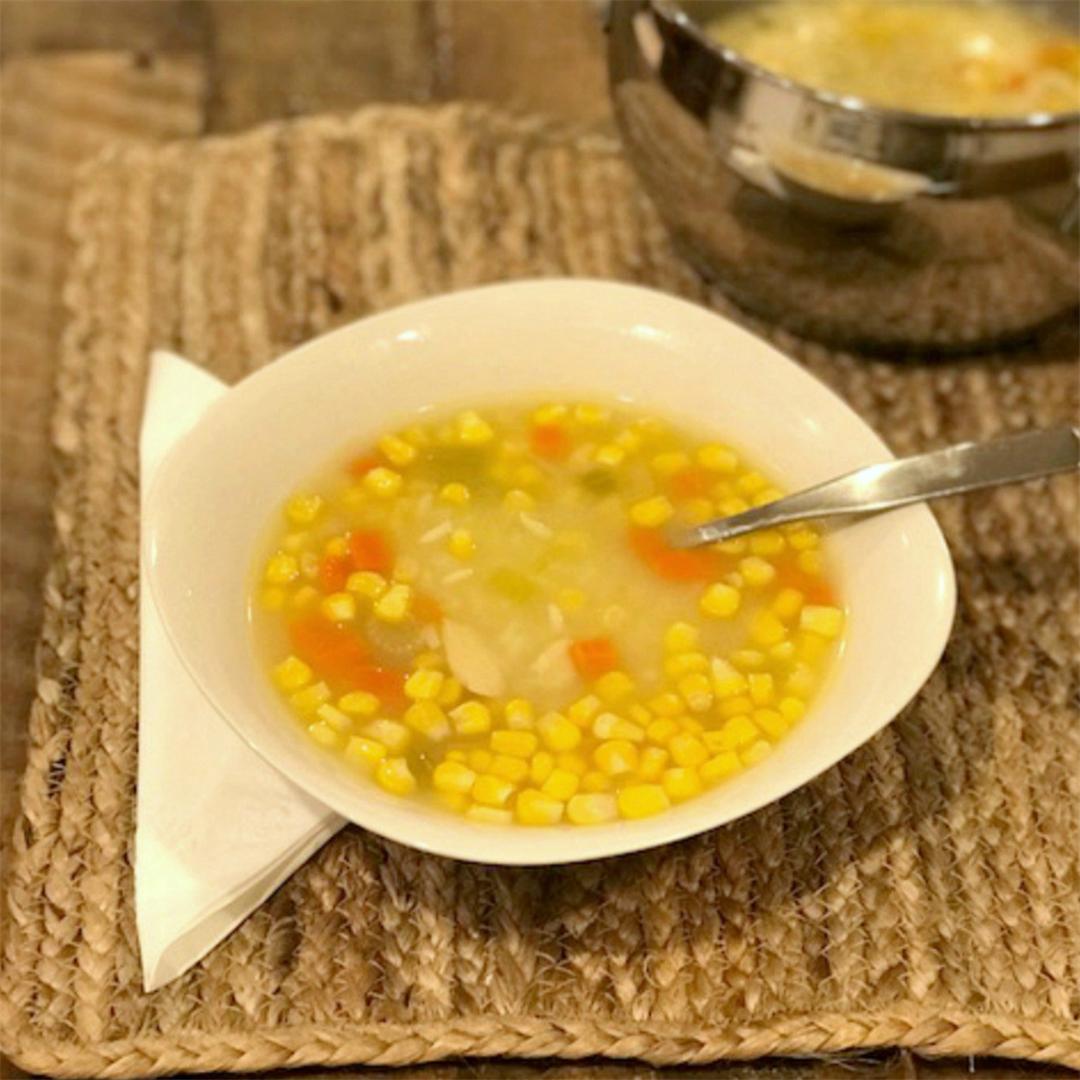Super Easy Chicken Corn Rice Soup