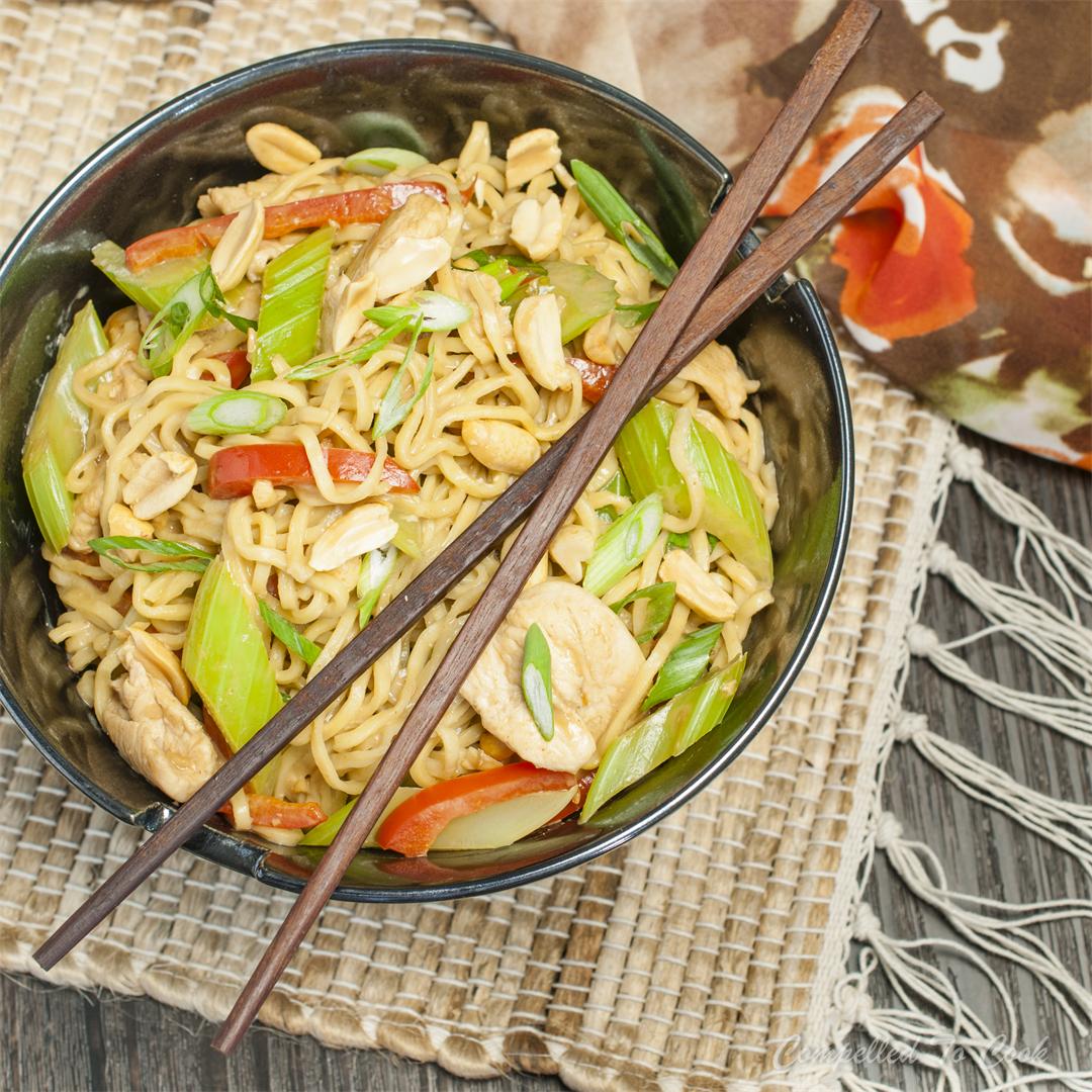 Chicken and Celery Peanut Noodles