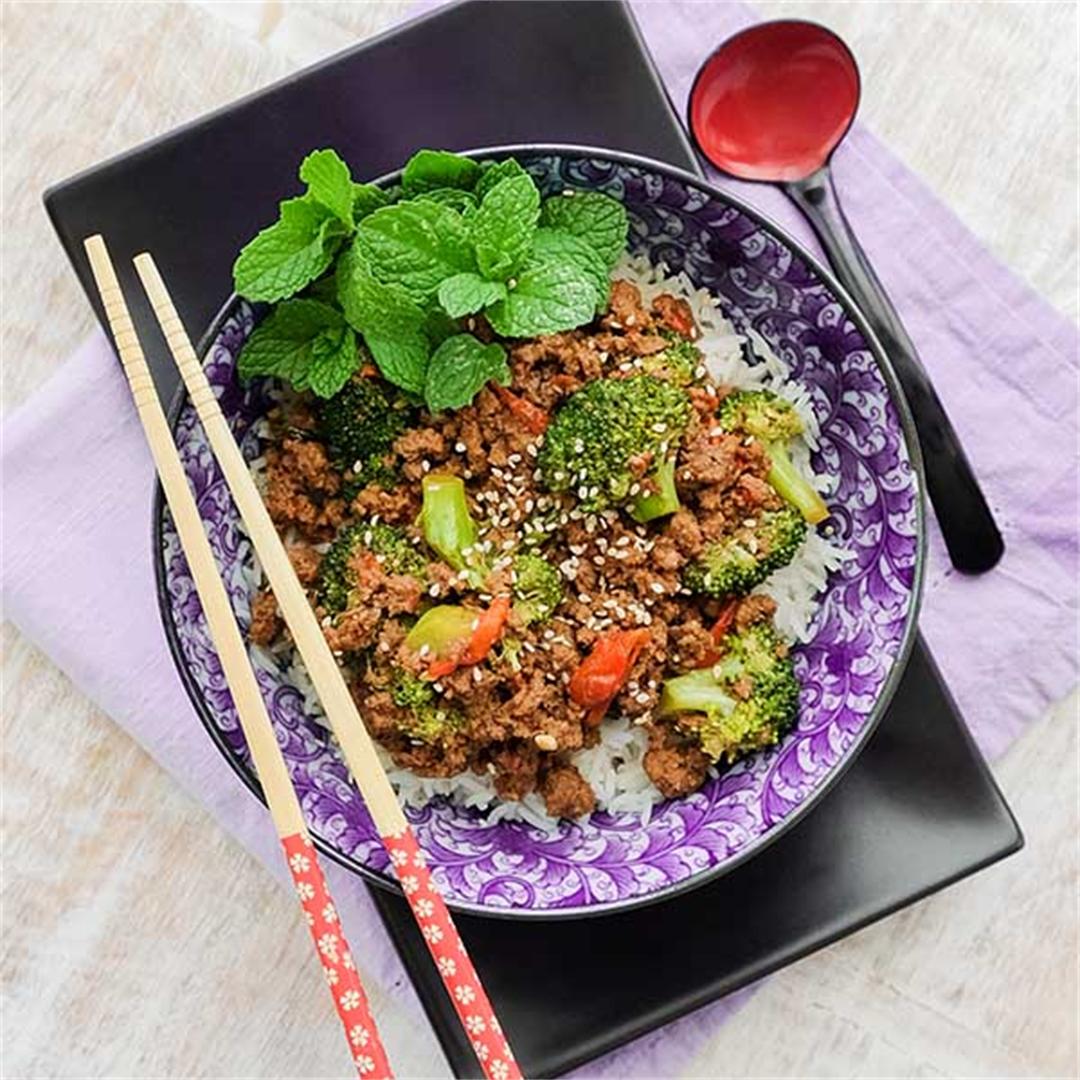 Quick Korean Beef and Broccoli Rice Bowl