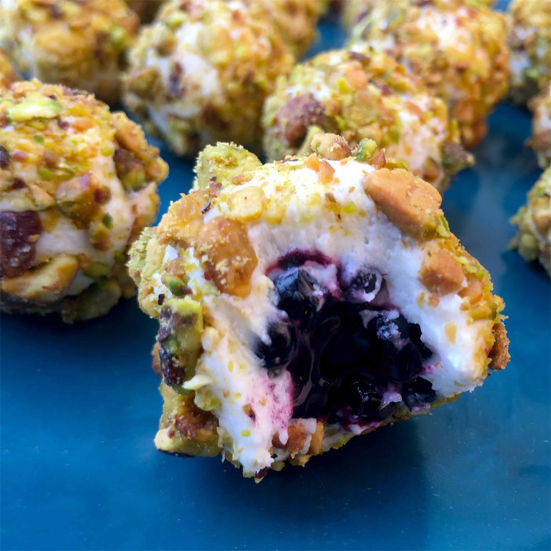 Low Carb Goat Cheese & Pistachio Covered Blackberries