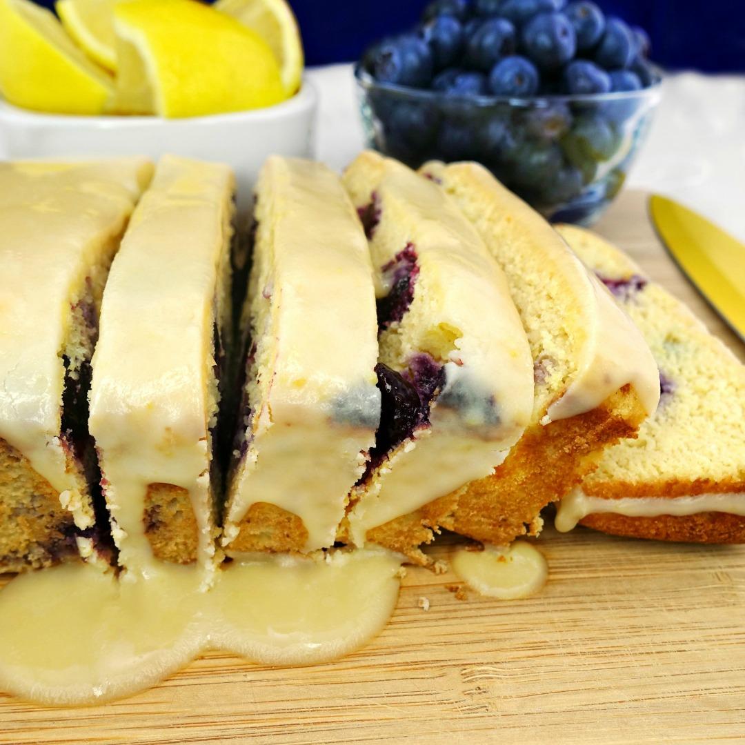 Lemon Blueberry Paleo Pound Cake with Lemon Icing