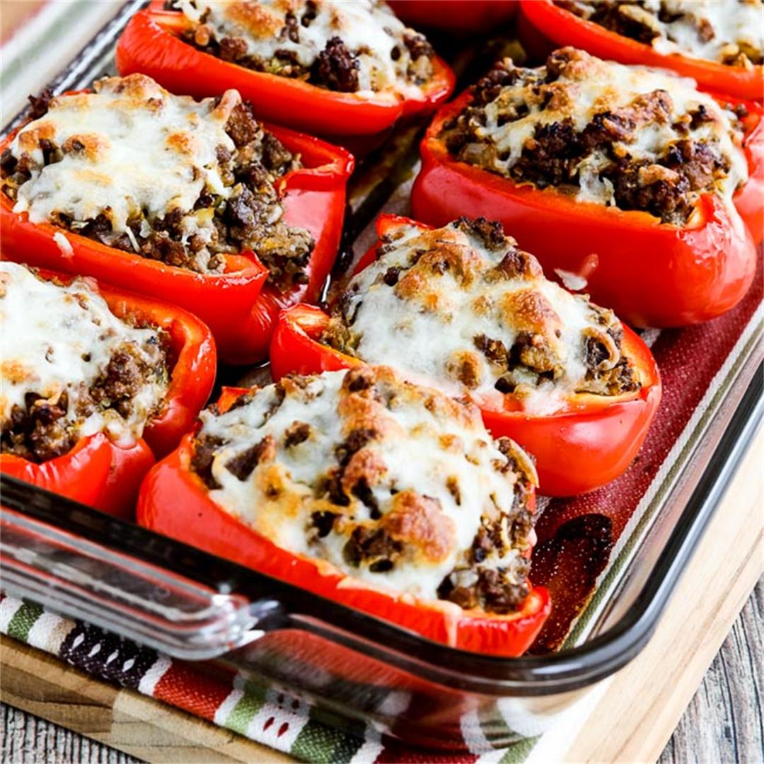 Low-Carb Stuffed Peppers with Beef, Sausage, and Cabbage