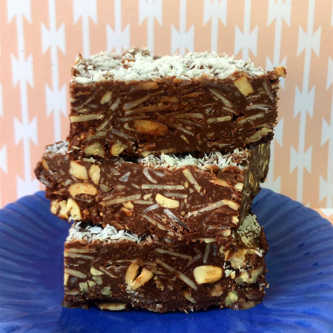 Low Carb No Bake Chocolate Coconut Bars