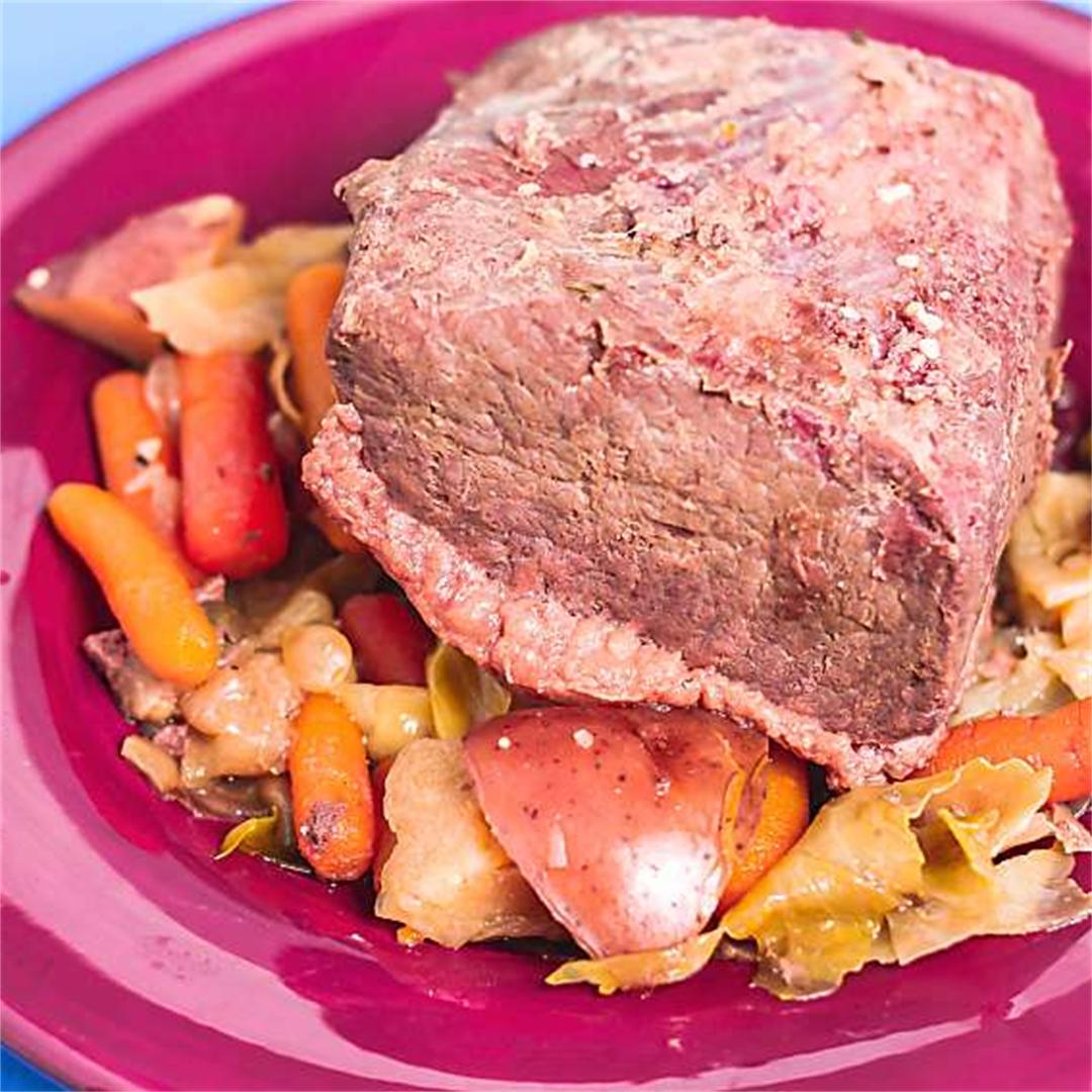 Crock Pot Apple Cider Corned Beef and Cabbage