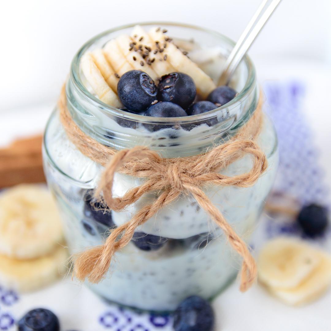 Blueberry and Banana Chia Pudding - Healthy GF Breakfast