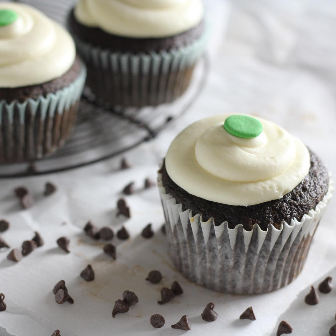 Chocolate Whiskey Cupcakes with Bailey's Cream Cheese Frosting
