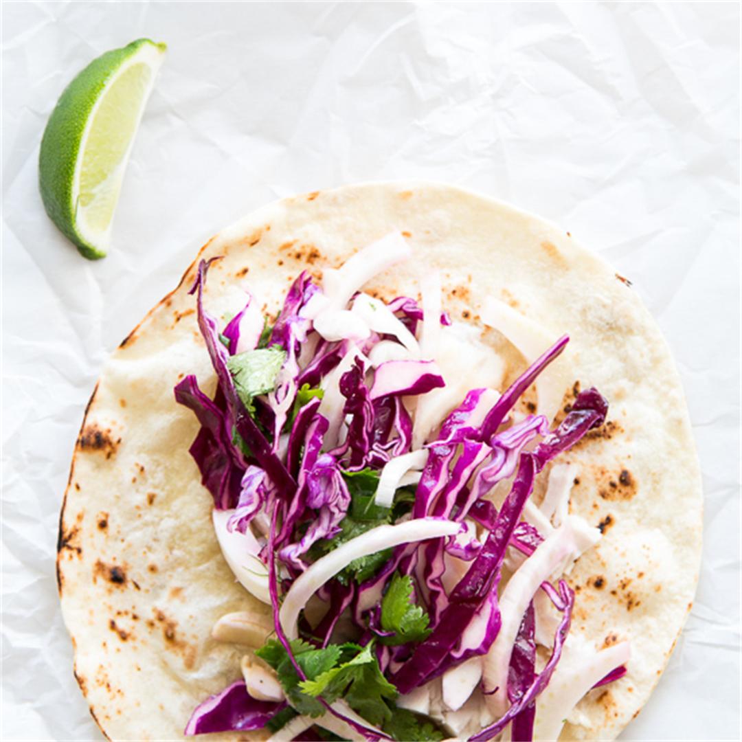 Spicy Fish Tacos with Fennel Slaw