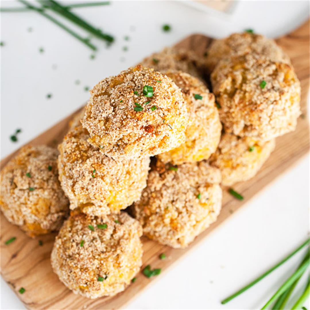 Cheesy Rice Balls with Chipotle Dipping Sauce