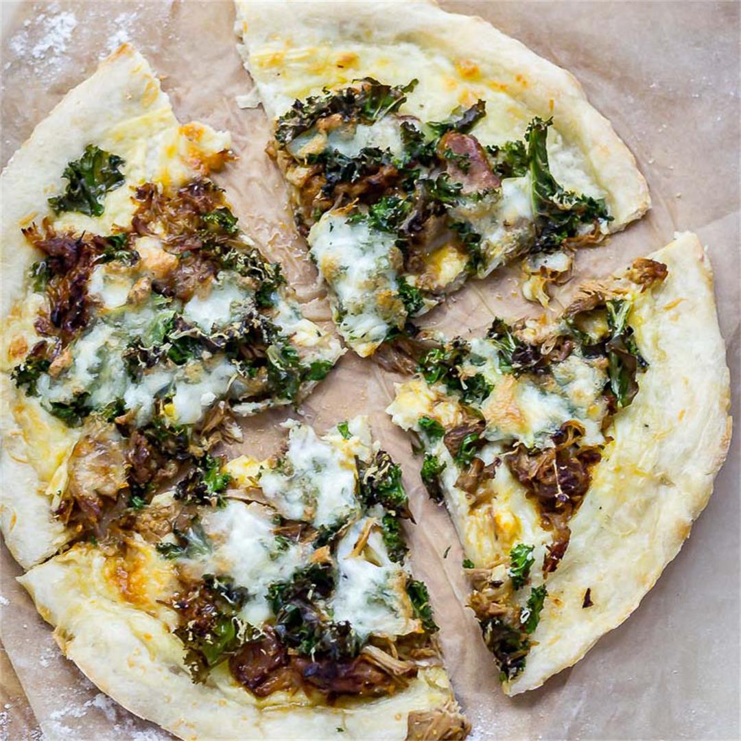 Leftover Pulled Pork Pizza with Kale