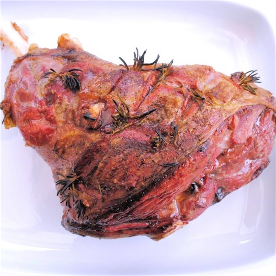 Roast leg of lamb with anchovies and rosemary