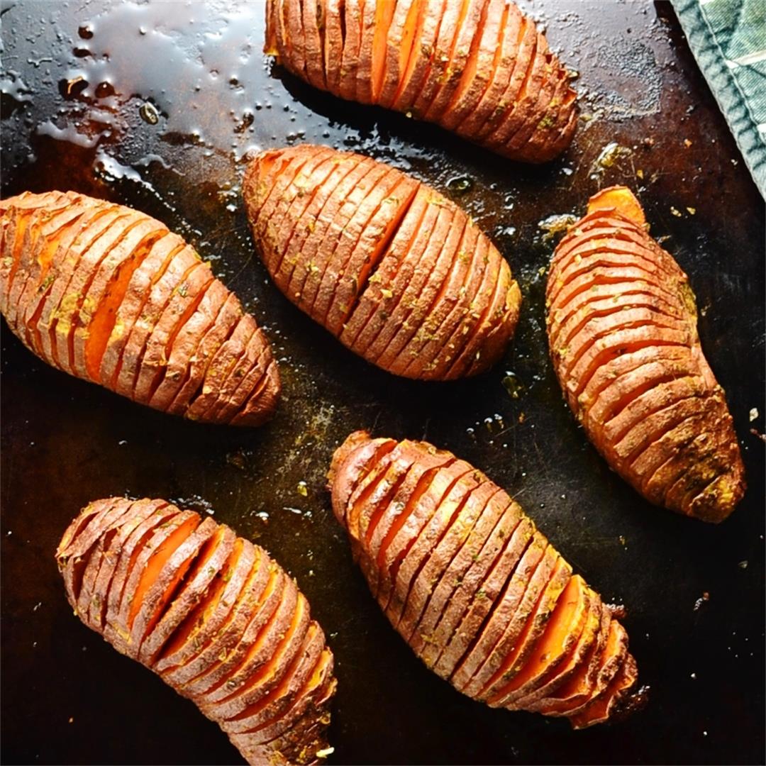 Hasselback Sweet Potatoes with Herbs