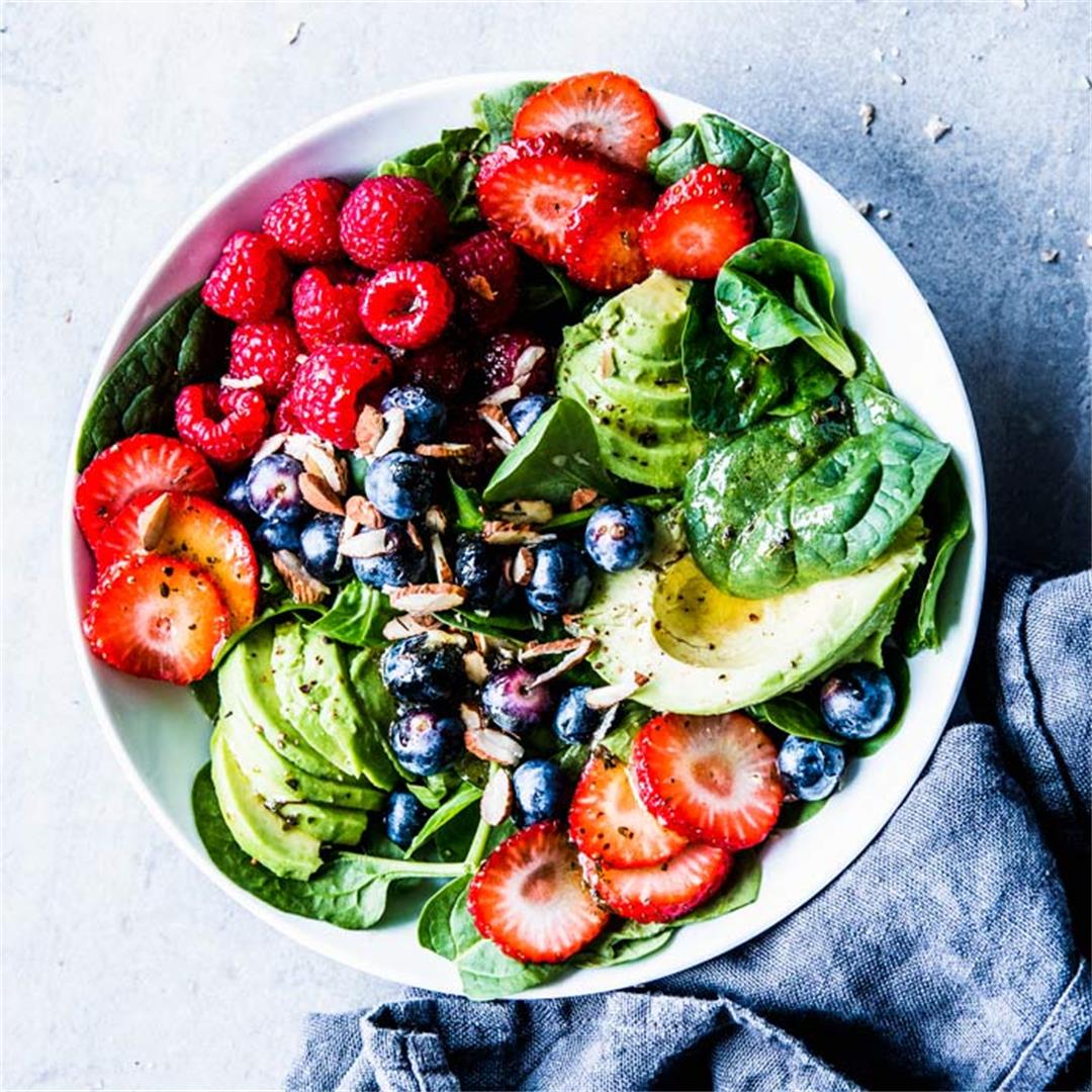 Spinach Avocado Salad with Berries