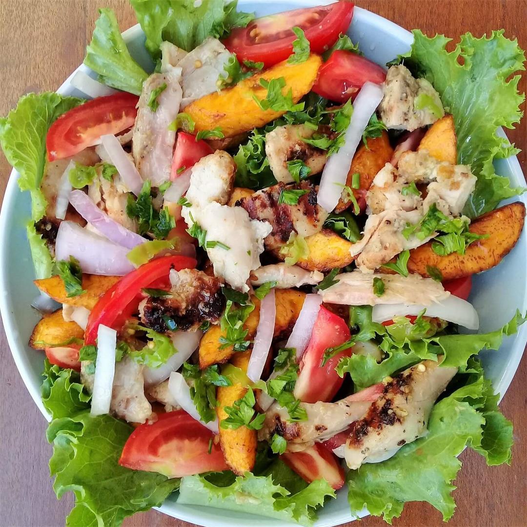 Grilled chicken and plantain salad