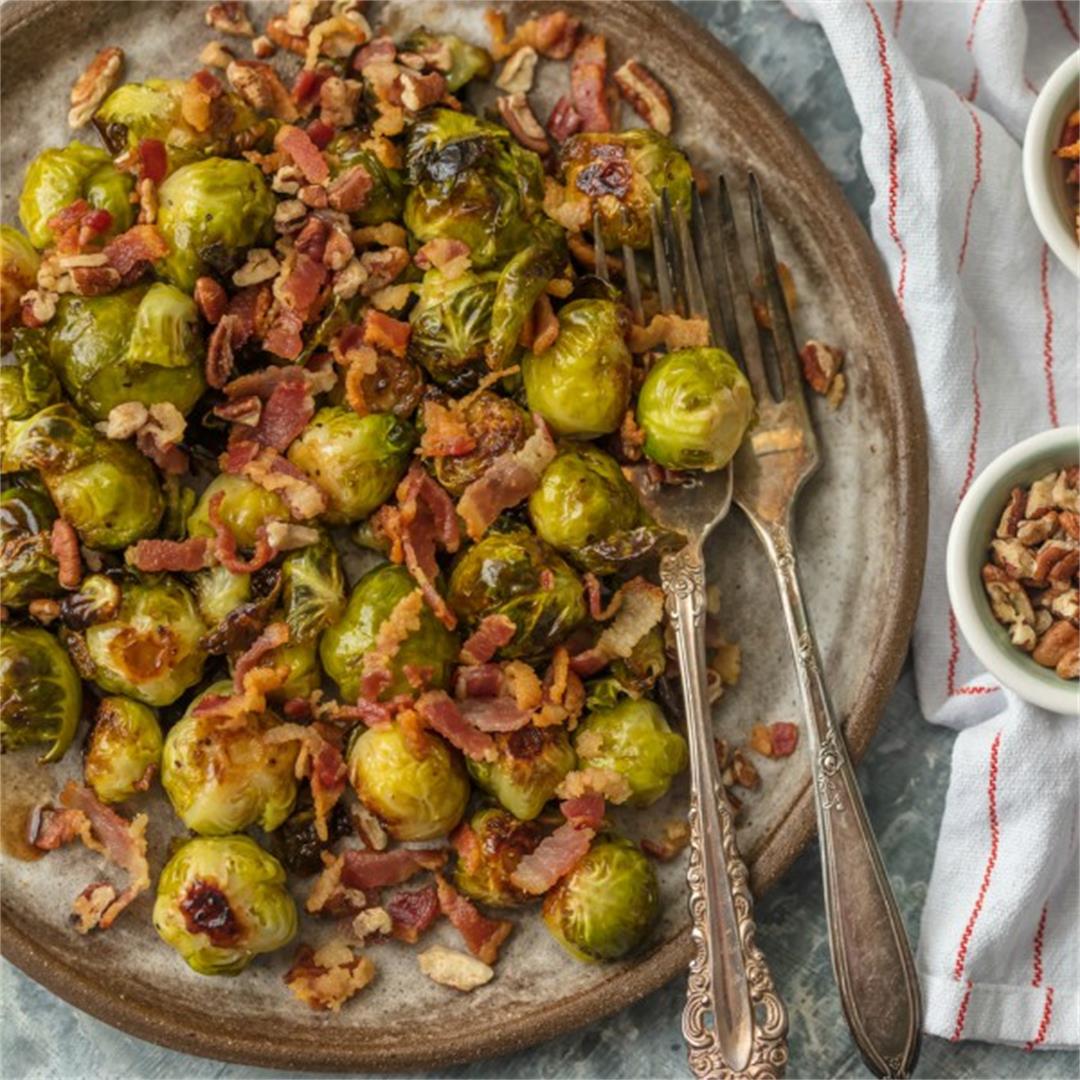Bacon Pecan Balsamic Brussels Sprouts
