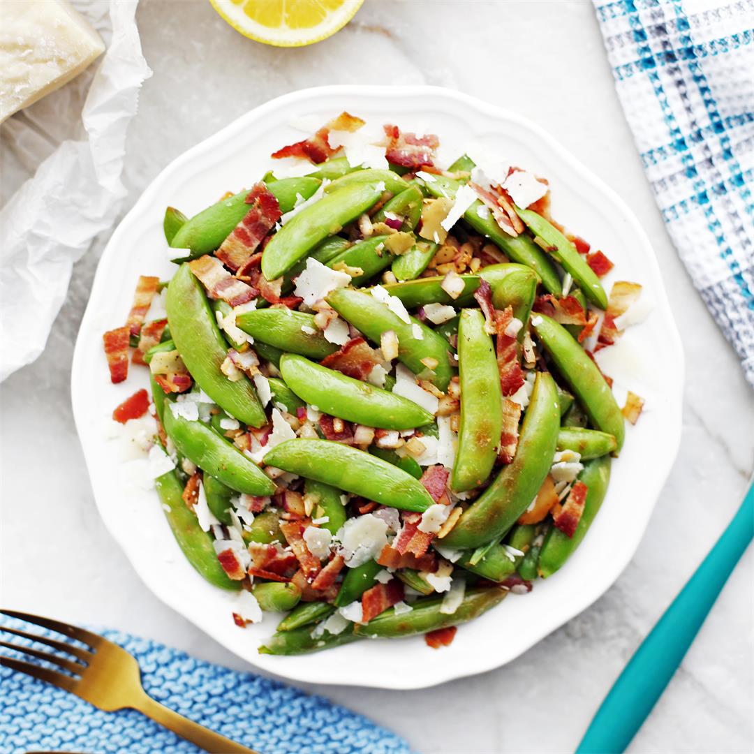 Sugar Snap Peas with Bacon and Parmesan