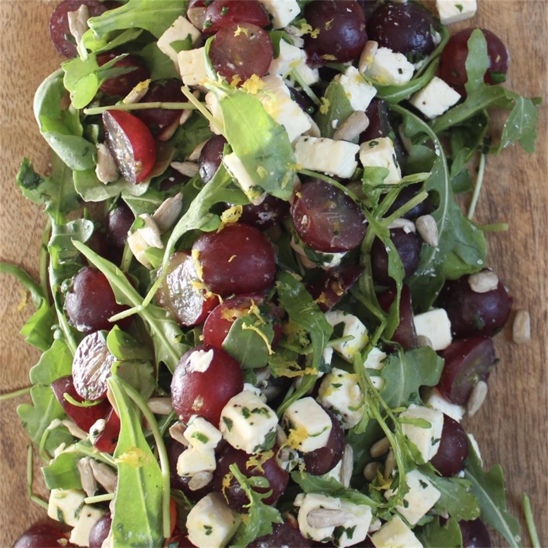 FETA shines in this salad with red grapes & sunflower seeds!