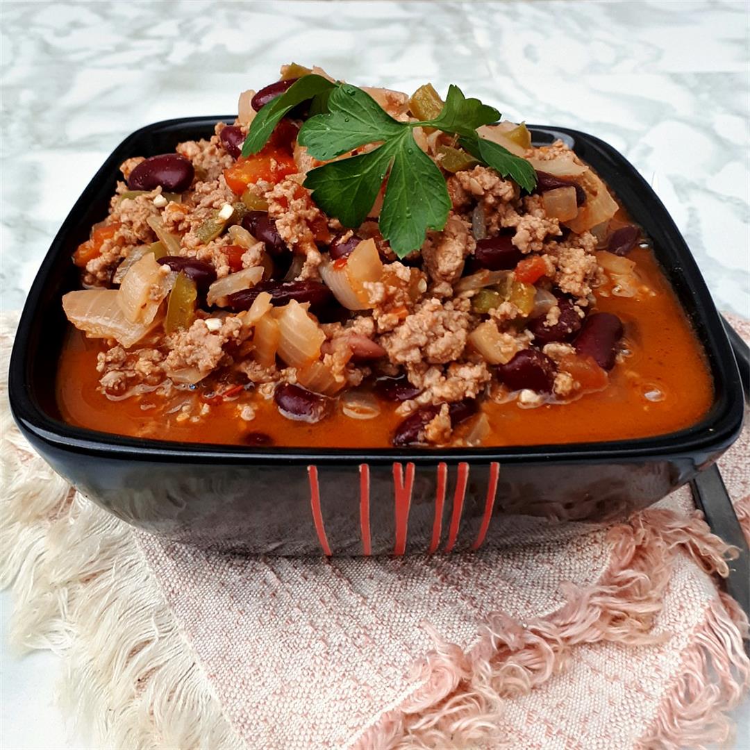 Skinny Chili Con Carne ( low-fat, very saucy, tasty dinner )