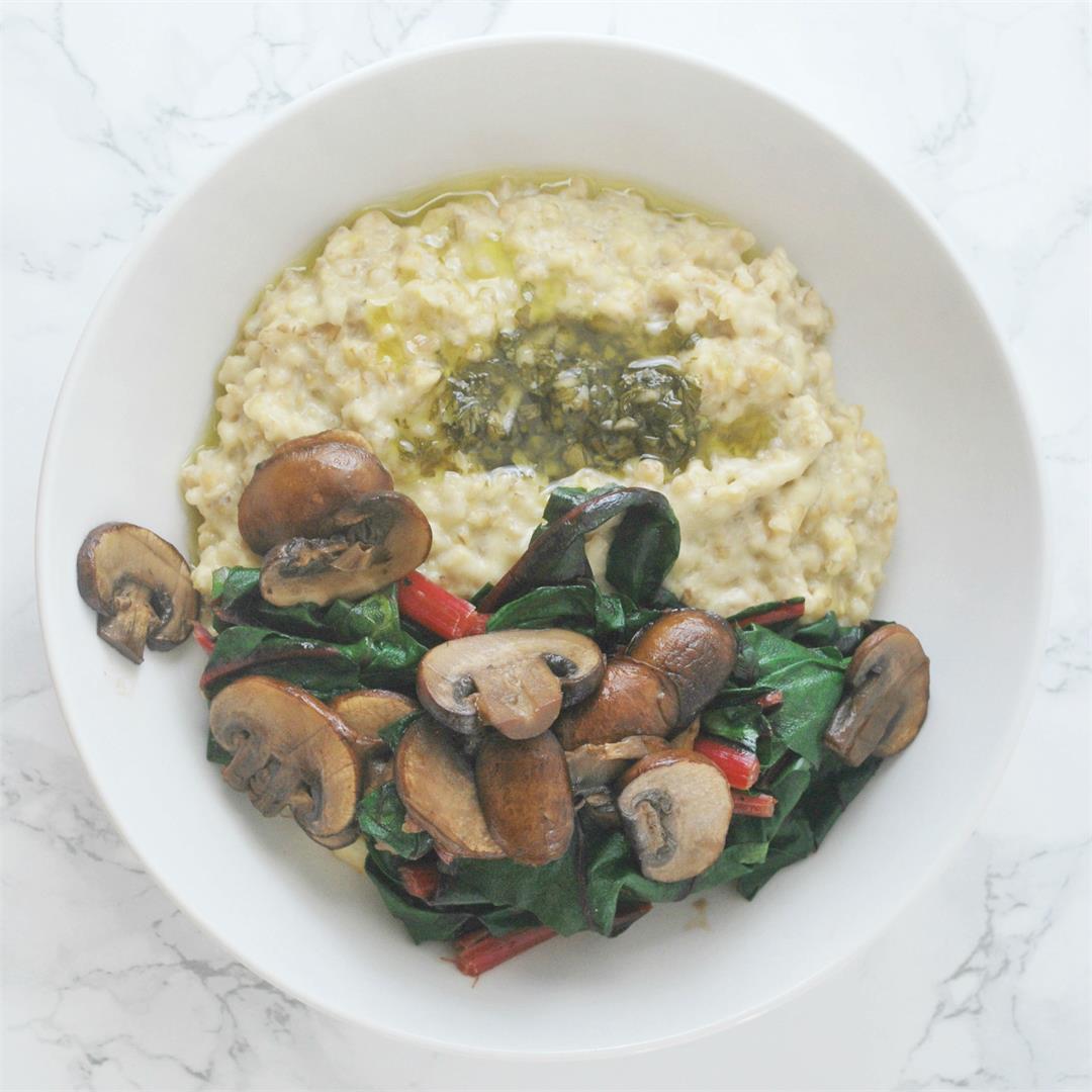 Savoury Steel Cut Oats with Chimichurri