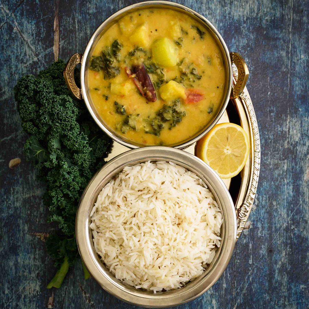 Kale and Zucchini Dal/Lentil Curry