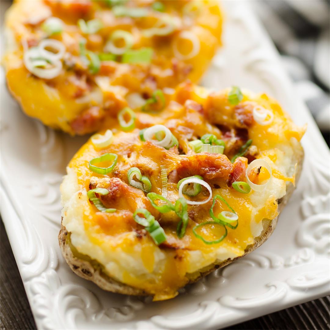 Airfryer Ham & 3 Cheese Twice Baked Potatoes