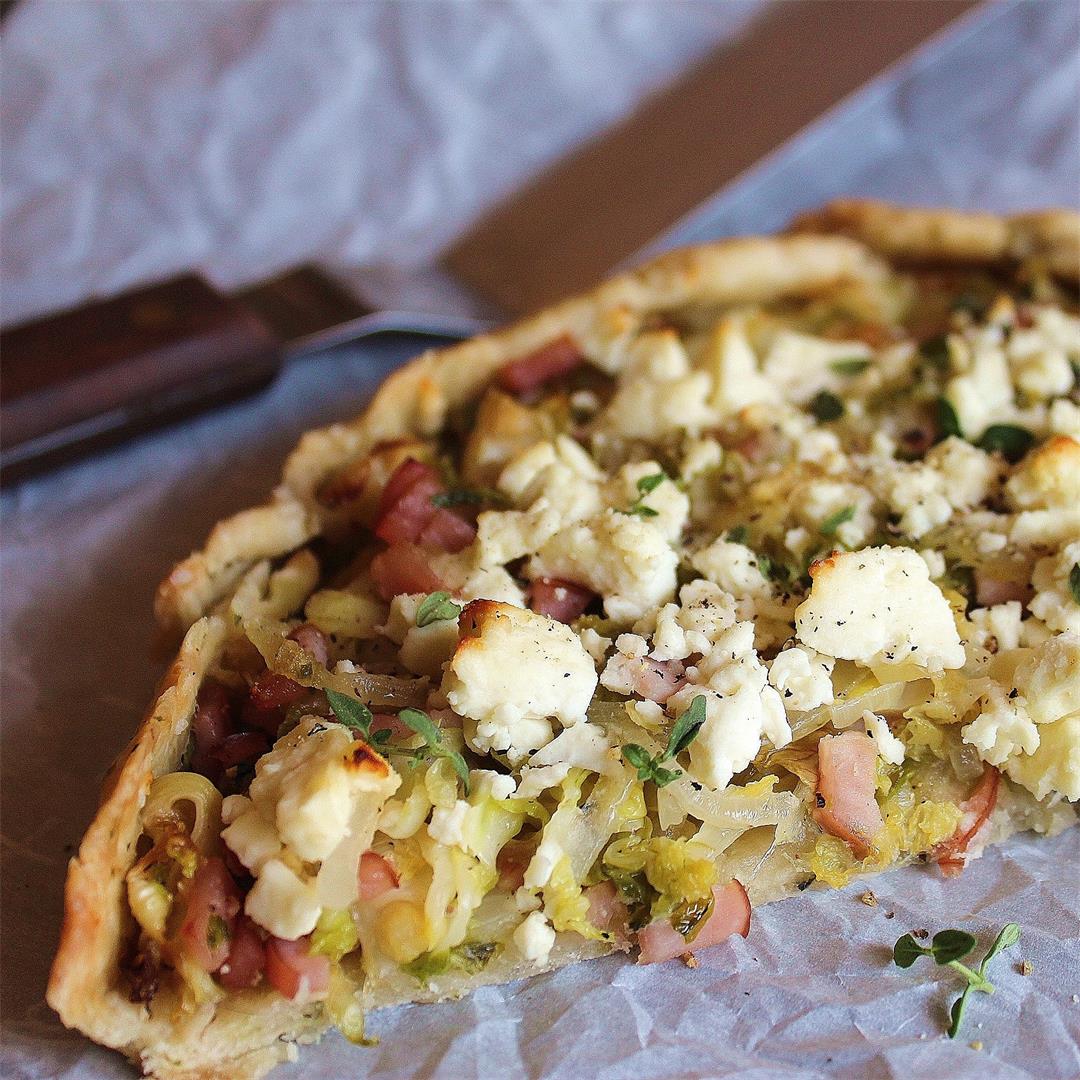Savory Sping Brussels Sprout and Caramelized Onion Galette