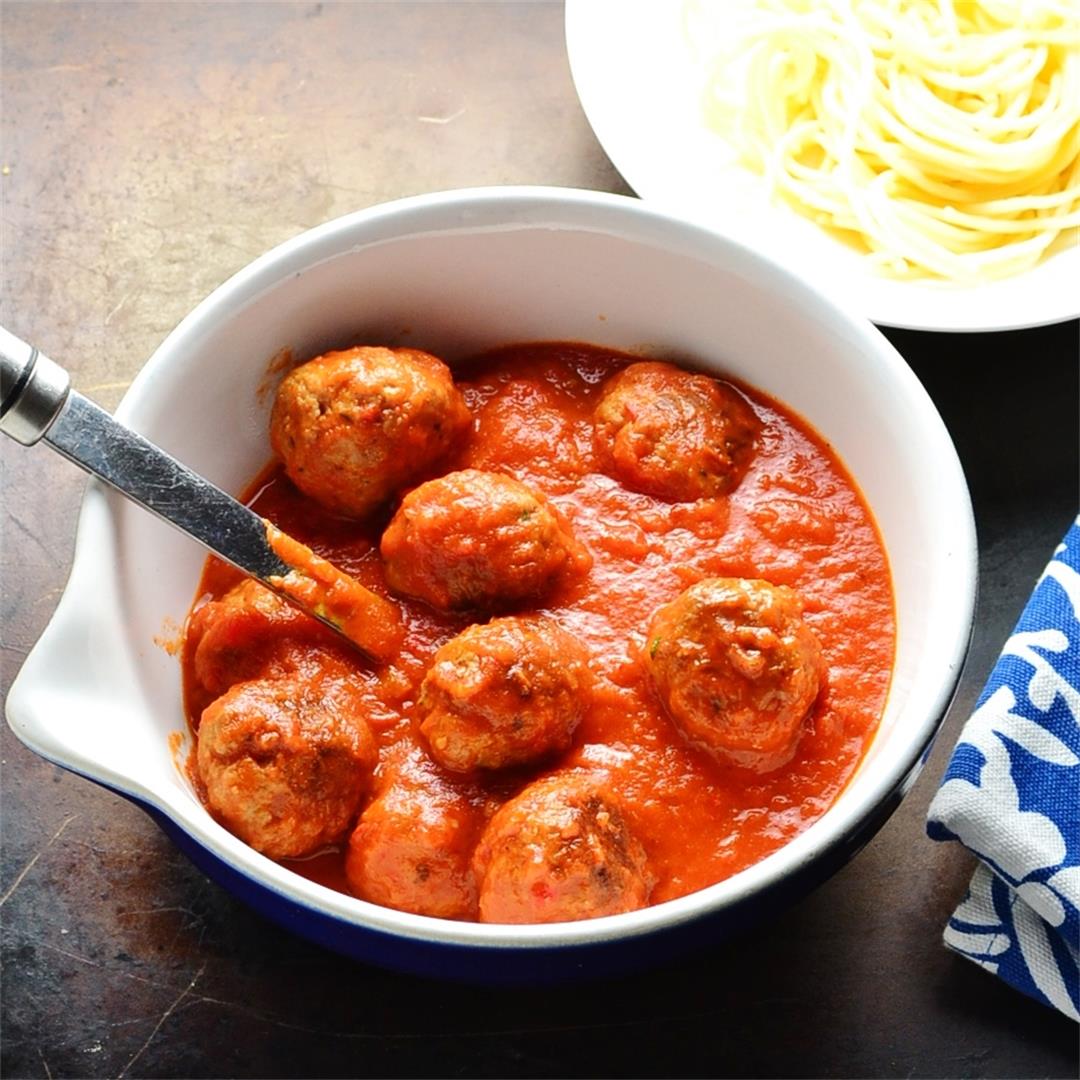 Turkey Meatballs with Roasted Pepper Sauce