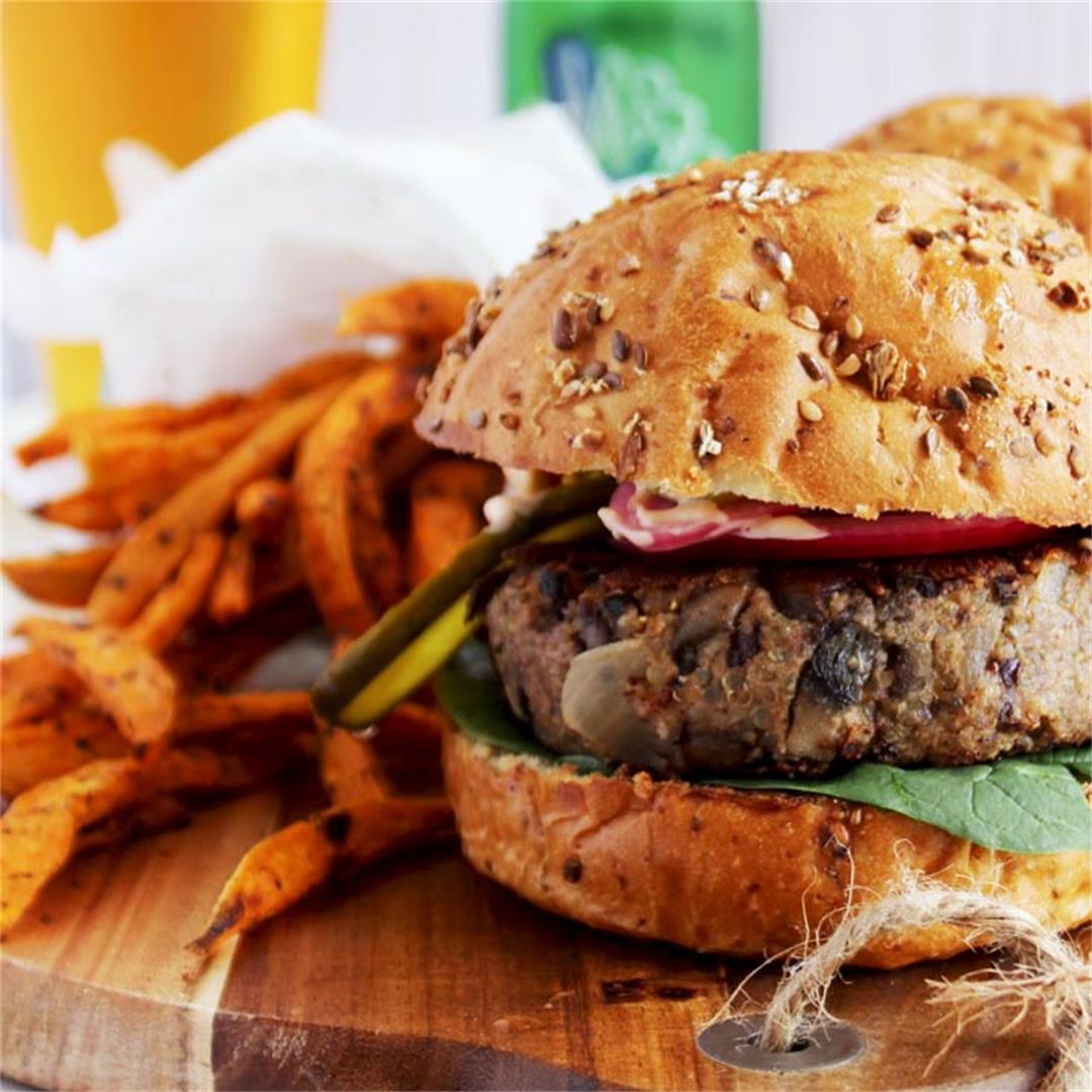 Grill-able Black Bean Burger With Caramelized Onions
