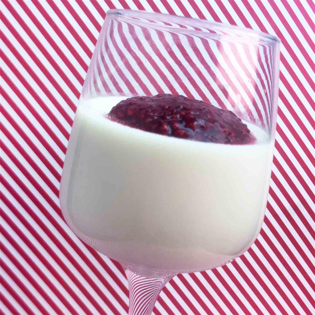 Low Carb Coconut Panna Cotta with Raspberry Chia Jam