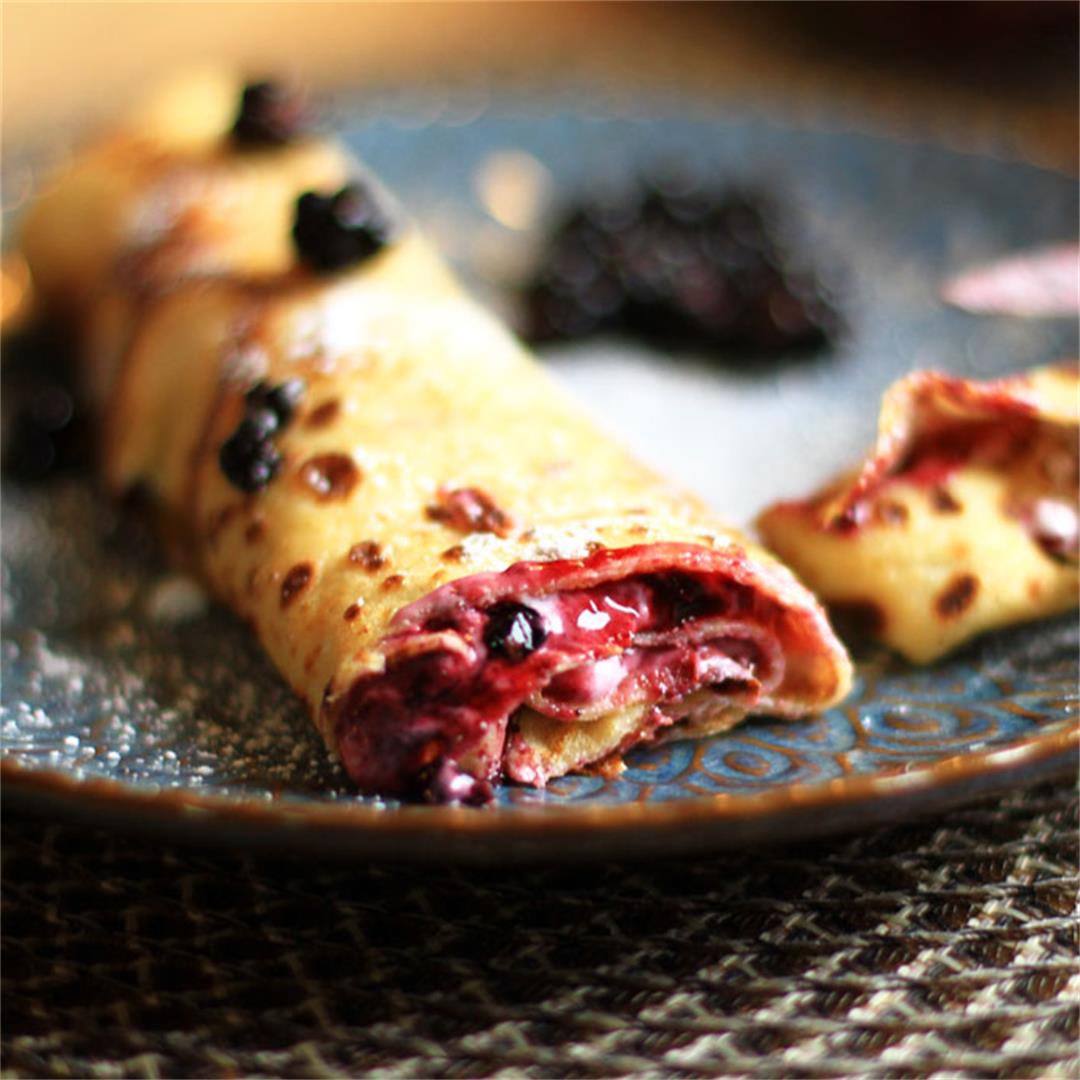 Crepes with Lemon Cream Cheese and Blackberry Jam