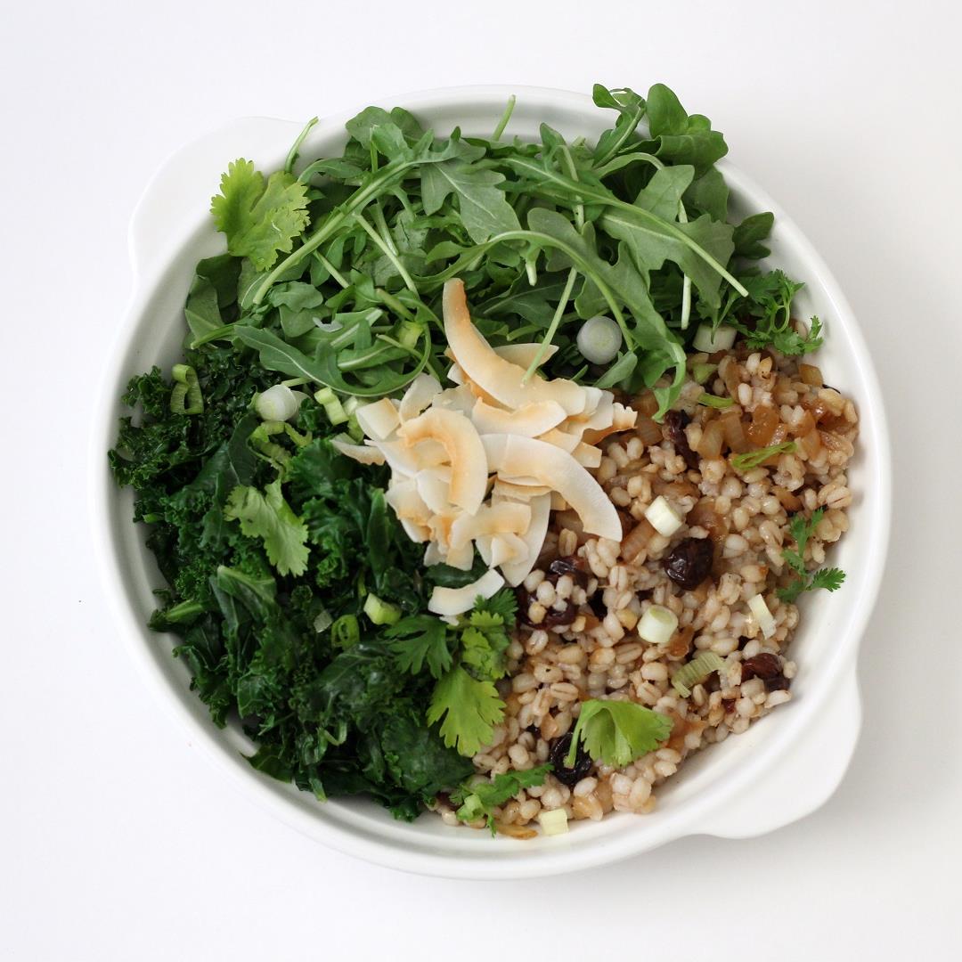 Barley Kale Salad with Toasted Coconut