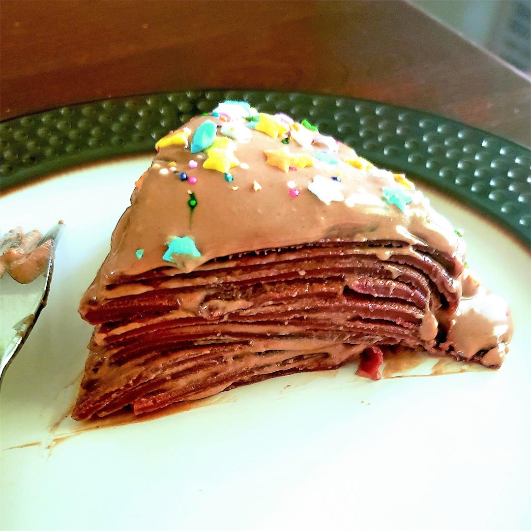Chocolate Crepe Cake with Nutella Whipped Cream