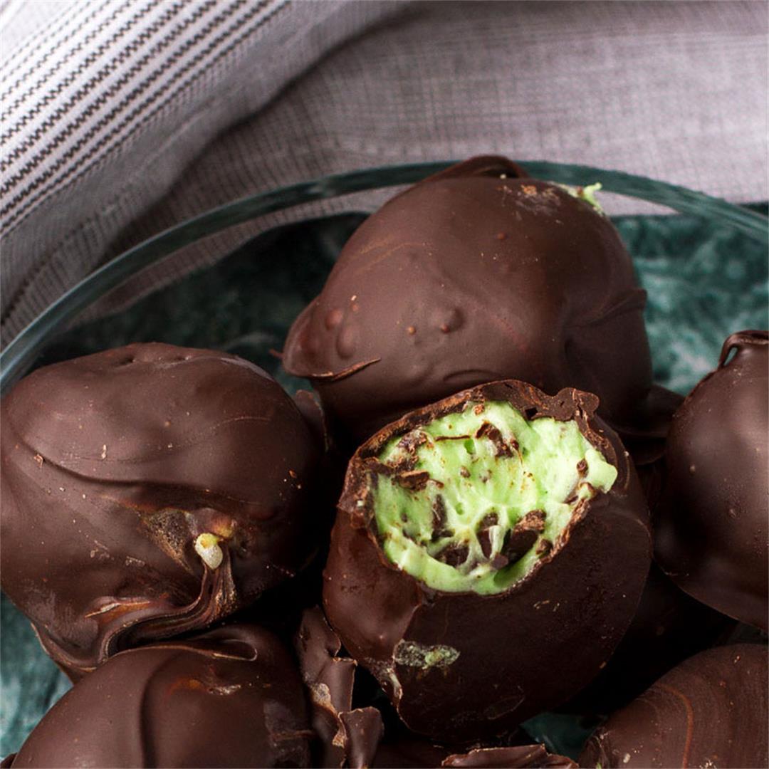 Peppermint Cream Cheese Filled Truffles